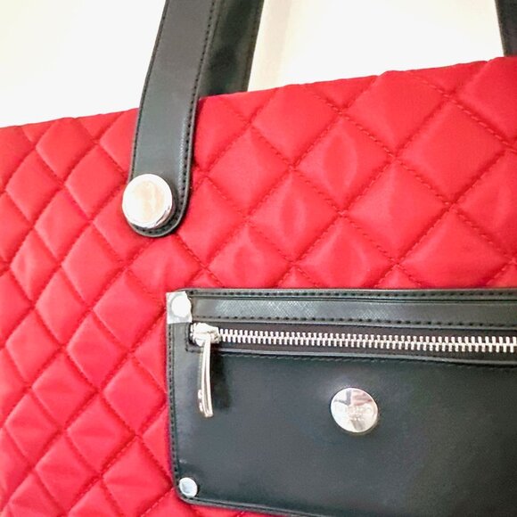 KNOMO MARINA TOTE BAG - RED AND BLACK EXPANDABLE LAPTOP 18" LARGE - Picture 3 of 14